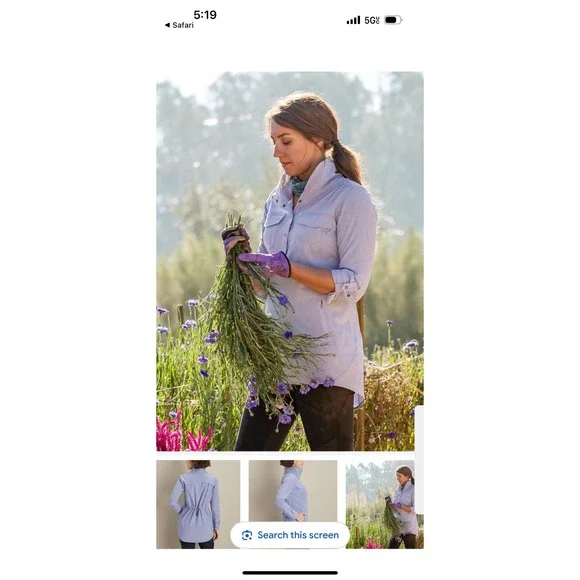 Duluth‎ Trading Co Snap Neck Tunic Shirt Blue Stripe Women's Medium Lightweight - Picture 2 of 10